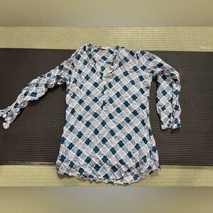 Ladies Utsa Blue and white long sleeve top Size S